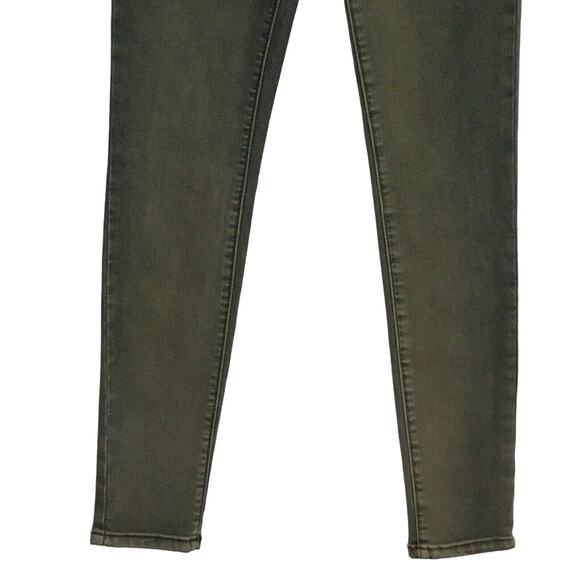 Free People Distressed Skinny Jeans Olive Green Low Rise Stretchy Slim Size 24 - Picture 5 of 13